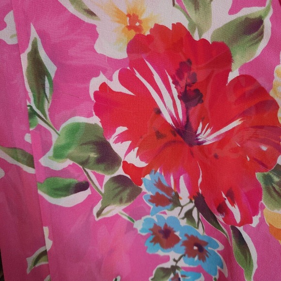 Ralph Lauren Womens Midi Skirt Vtg Silk Pink Floral Peasant Y2K 90s Fairy Sz 20W - Picture 6 of 12